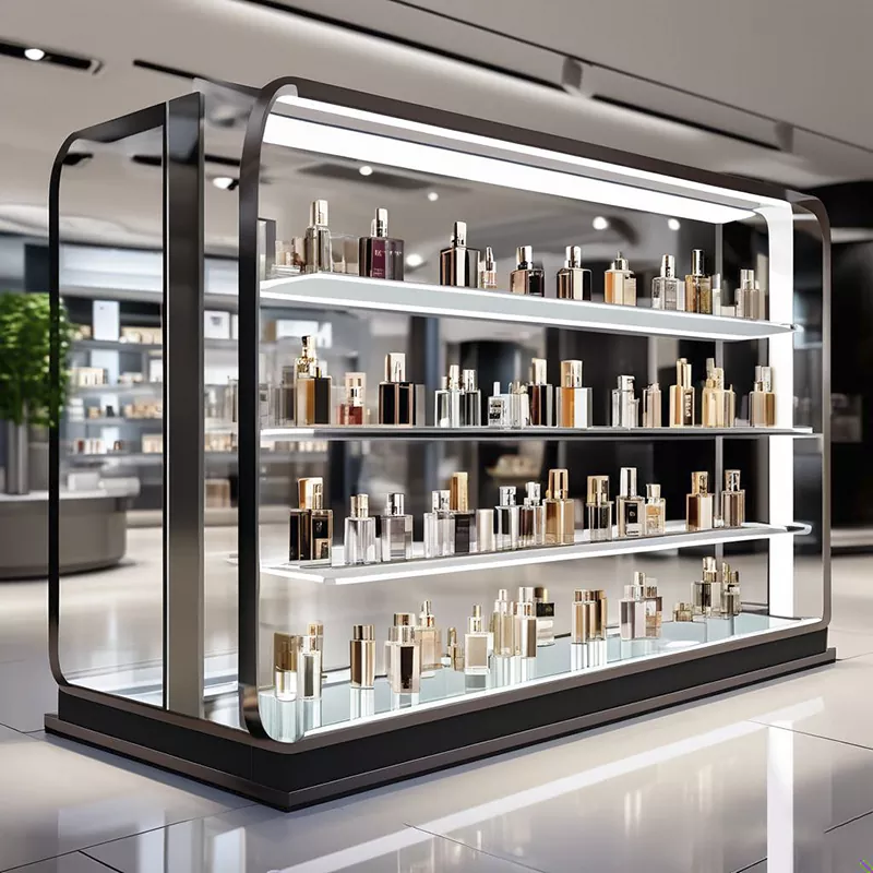 Qual è la funzione della vetrina per cosmetici?