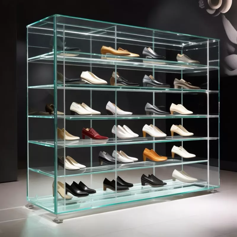 Espositore per scarpe in vetro