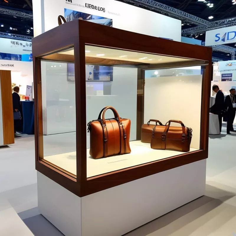 Vetrina per esposizione di borse in legno